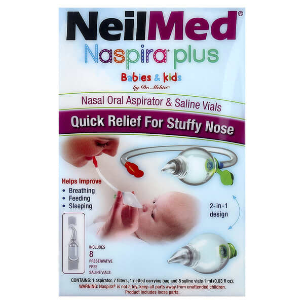 NeilMed, Naspira Plus，鼻口抽吸器和生理鹽水瓶，嬰兒和兒童，17 件套