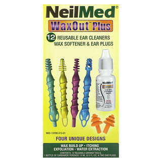 NeilMed, WaxOut Plus, Ear Cleaners, Wax Softener & Ear Plugs , 15 Pieces