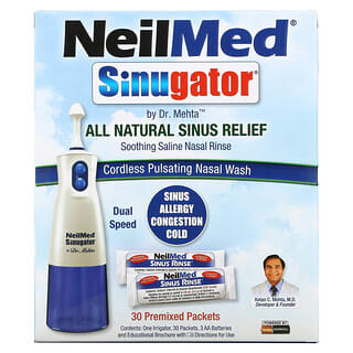 NeilMed, Sinugator, беспроводная пульсирующая промывка для носа, набор из 3 предметов
