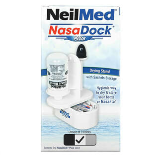 NeilMed, NasaDock Plus, Support de séchage avec rangement pour sachets, Blanc, 1 support NasaDock Plus