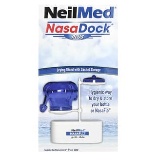 NeilMed, NasaDock Plus, supporto per asciugatura con custodia per bustine, bianco, 1 supporto NasaDock Plus