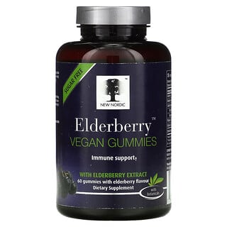 New Nordic, Elderberry Vegan Gummies with Elderberry Extract, 60 Gummies