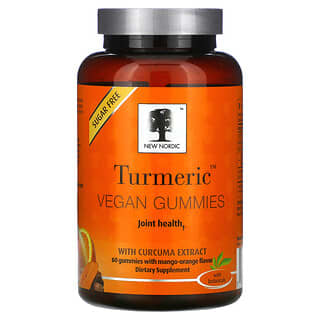 New Nordic US Inc, Turmeric Vegan Gummies with Curcuma Extract, Mango-Orange, 60 Gummies