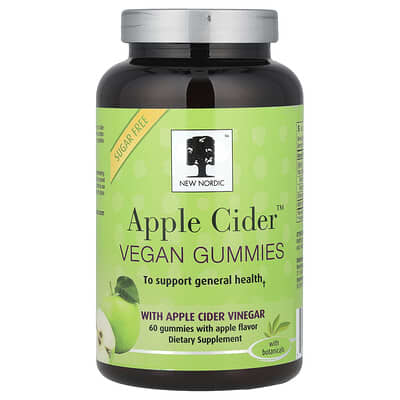 New Nordic, Apple Cider Vinegar™ Vegan Gummies, Apple Flavor, 60 Gummies (200 mg Each Gummy)