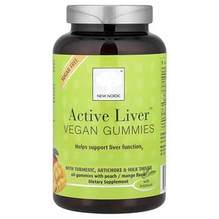 New Nordic, Gomas Veganas Active Liver™, Pêssego e Manga, 60 Gomas