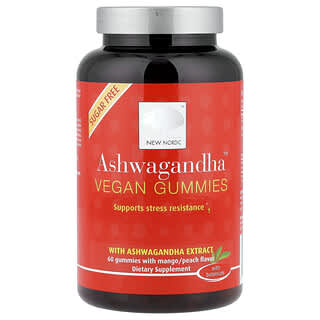 New Nordic, Gomas Veganas Ashwagandha, Manga e Pêssego, 60 Gomas