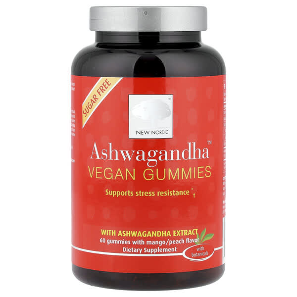 New Nordic Ashwagandha™ Vegan Gummies, Mango/Peach, 60 Gummies