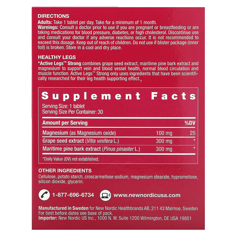 Active Legs Strong, 30 Tablets