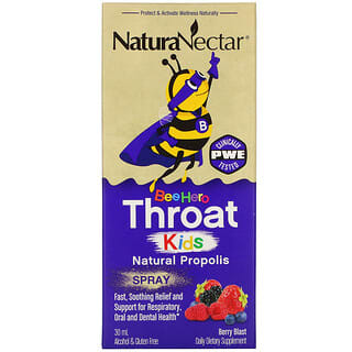 NaturaNectar, Bee Hero Throat Kids, Натуральный спрей с прополисом, Berry Blast, 30 мл