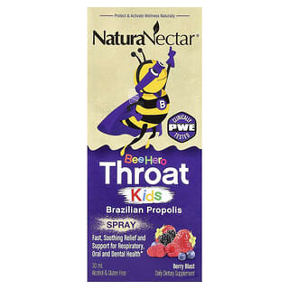 NaturaNectar, Bee Hero Throat Kids, Spray de propóleo natural, Explosión de bayas, 5 mg, 30 ml