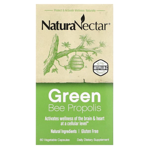 NaturaNectar, Green Bee Propolis, 60 Vegetable Capsules