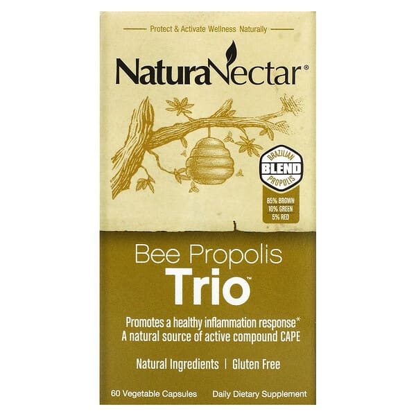 NaturaNectar (ناتشرنيكتار)‏, Bee Propolis Trio، 60 كبسولة نباتية