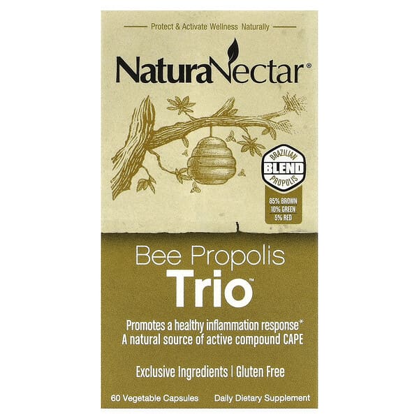 NaturaNectar, Bee Propolis Trio™, 베지 캡슐 60정