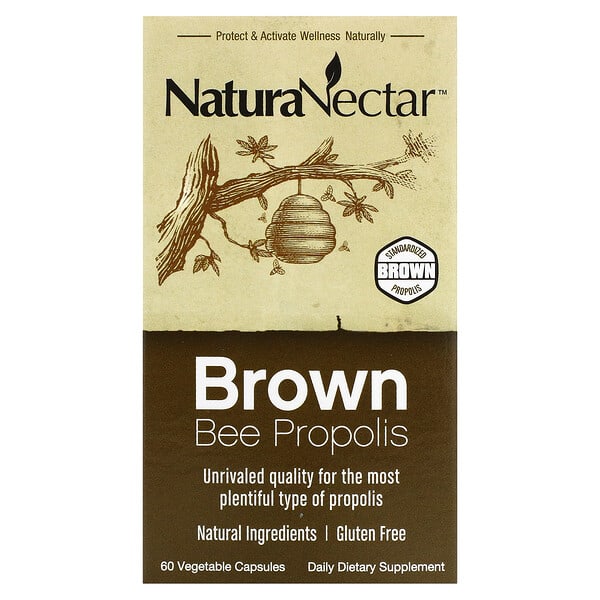 NaturaNectar, Коричневий бджолиний прополіс, 60 рослинних капсул
