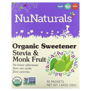 NuNaturals, 有機甜味劑，甜葉菊和羅漢果，35 包