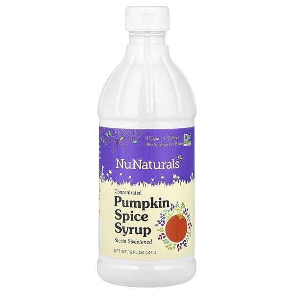 NuNaturals, 누스테비아, 호박 스파이시 시럽, 16 fl oz (.47 l)