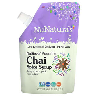 NuNaturals, NuStevia 倾注式印度茶香辛料糖浆，6.6 液量盎司（0.2 升）