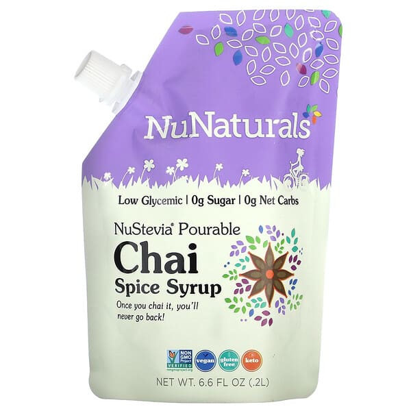 NuNaturals, NuStevia Pourable Chai Spice Syrup, 6.6 fl oz, (0.2 l)