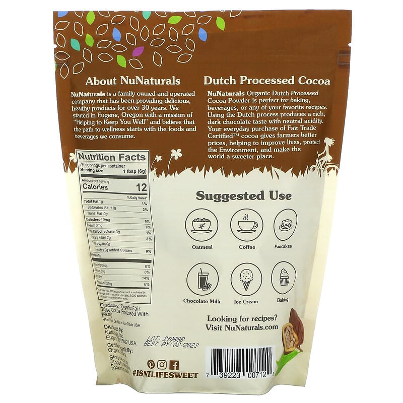 Cacao biologique en poudre, 454 g