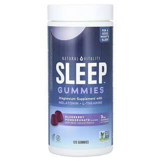 Natural Vitality, Sleep Gummies, Fruchtgummis für den Schlaf, Heidelbeere-Granatapfel, 3 mg, 120 Fruchtgummis (1,5 mg pro Fruchtgummi)