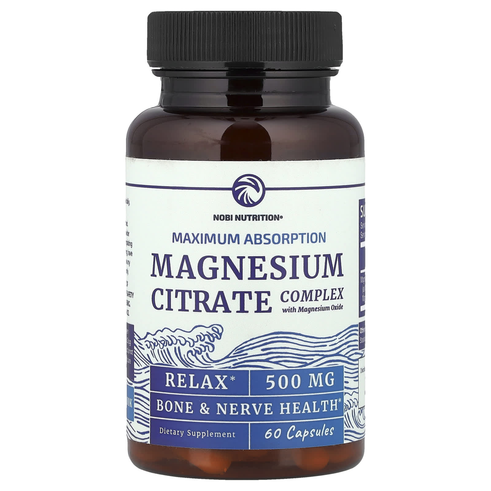 Nobi Nutrition Magnesium Citrate Complex with Magnesium Oxide, Maximum Absorption – 60 gélules de Nobi Nutrition