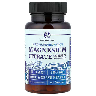 Nobi Nutrition, Magnesium Citrate Complex with Magnesium Oxide, Maximum Absorption, 500 mg, 60 Capsules