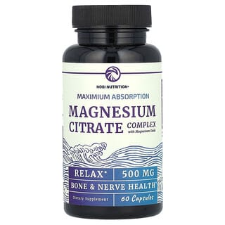 Nobi Nutrition, Magnesium Citrate Complex with Magnesium Oxide, Maximum Absorption, 500 mg, 60 Capsules