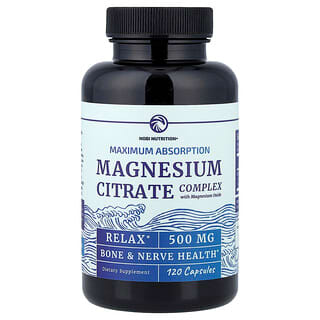 Nobi Nutrition, Complexe de citrate de magnésium, Absorption maximale, 500 mg, 120 capsules