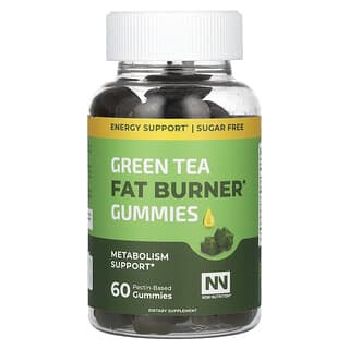 Nobi Nutrition, Green Tea Fat Burner Gummies, Fruchtgummis mit grünem Tee, 60 Fruchtgummis auf der Basis von Pektin