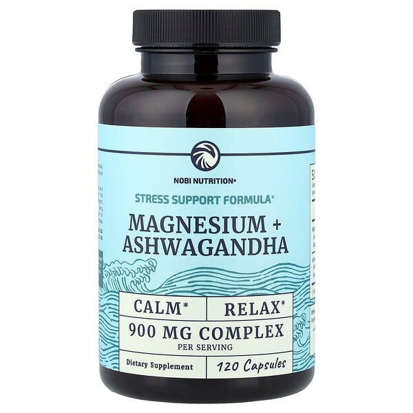 Nobi Nutrition, Magnesium + Ashwagandha, 120 Capsules — product photo 1