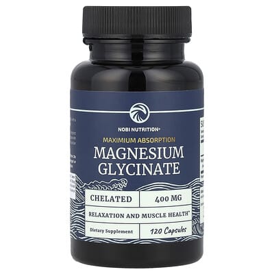 Nobi Nutrition, Magnesium Glycinate, Extra Strength, 400 mg, 120 Capsules (200 mg per capsule)
