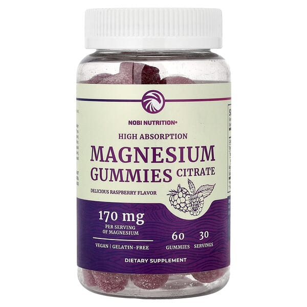 Magnesium Citrate Gummies, High Absorption, Raspberry, 60 Gummies (85 mg per Gummy)