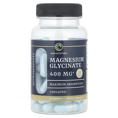 Nobi Nutrition, Magnesium Glycinate, Maximum Absorption, 60 Capsules, (200 mg per Capsule)