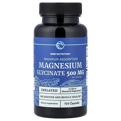 Nobi Nutrition, Magnesium Glycinate, Maximum Absorption, 120 Capsules (250 mg per Capsule)