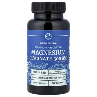 Nobi Nutrition, Glicinato de Magnésio, Máxima Absorção, 120 Cápsulas (250 mg por Cápsula)