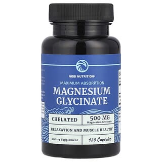 Nobi Nutrition, Glycinate de magnésium, Absorption maximale, 500 mg, 120 capsules (250 mg par capsule)