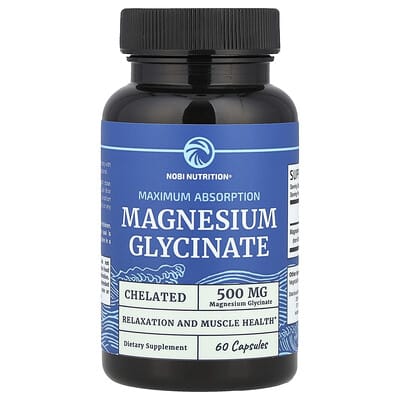 Nobi Nutrition, Magnesium Glycinate, Extra Absorption, 60 Capsules (250 mg per capsule)
