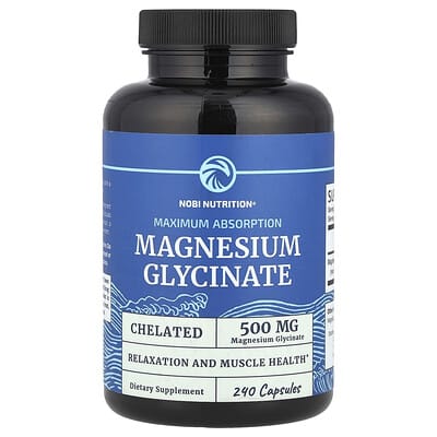 Nobi Nutrition, Magnesium Glycinate, Maximum Absorption, 240 Capsules (250 mg per Capsule)