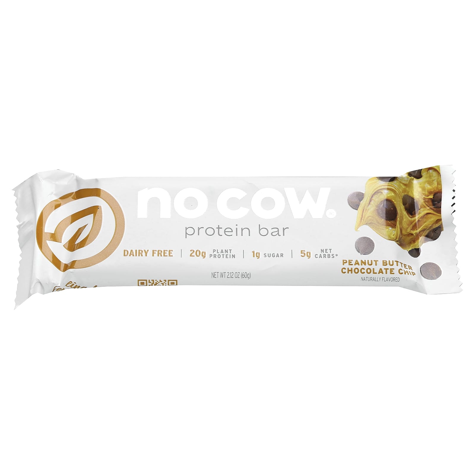 No Cow, Protein Bar, Peanut Butter Chocolate Chip, 12 Bars, 2.12 oz (60