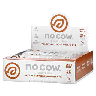 No Cow, Protein Bar, Peanut Butter Chocolate Chip,  12 Bars, 2.12 oz (60 g) Each