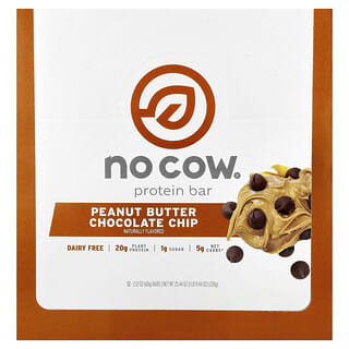No Cow, Proteiinipatukka, maapähkinävoi-suklaapaloilla, 12 patukkaa, 60 g/kpl
