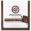 No Cow, חטיף חלבון, בראוניז פאדג' שוקולד, 12 חטיפים, 60 גרם כל אחד