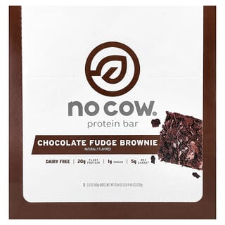 No Cow, Barrita de proteína, Brownie de dulce de leche de chocolate, 12 barritas, 60 g (2,12 oz) cada una