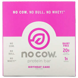 No Cow, протеиновые батончики, вкус «Именинный пирог», 12 шт. по 60 г (2,12 унции) каждый