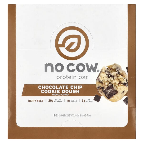 Protein Bar, Chocolate Chip Cookie Dough, 12 Bars, 2.12 oz (60 g) Each