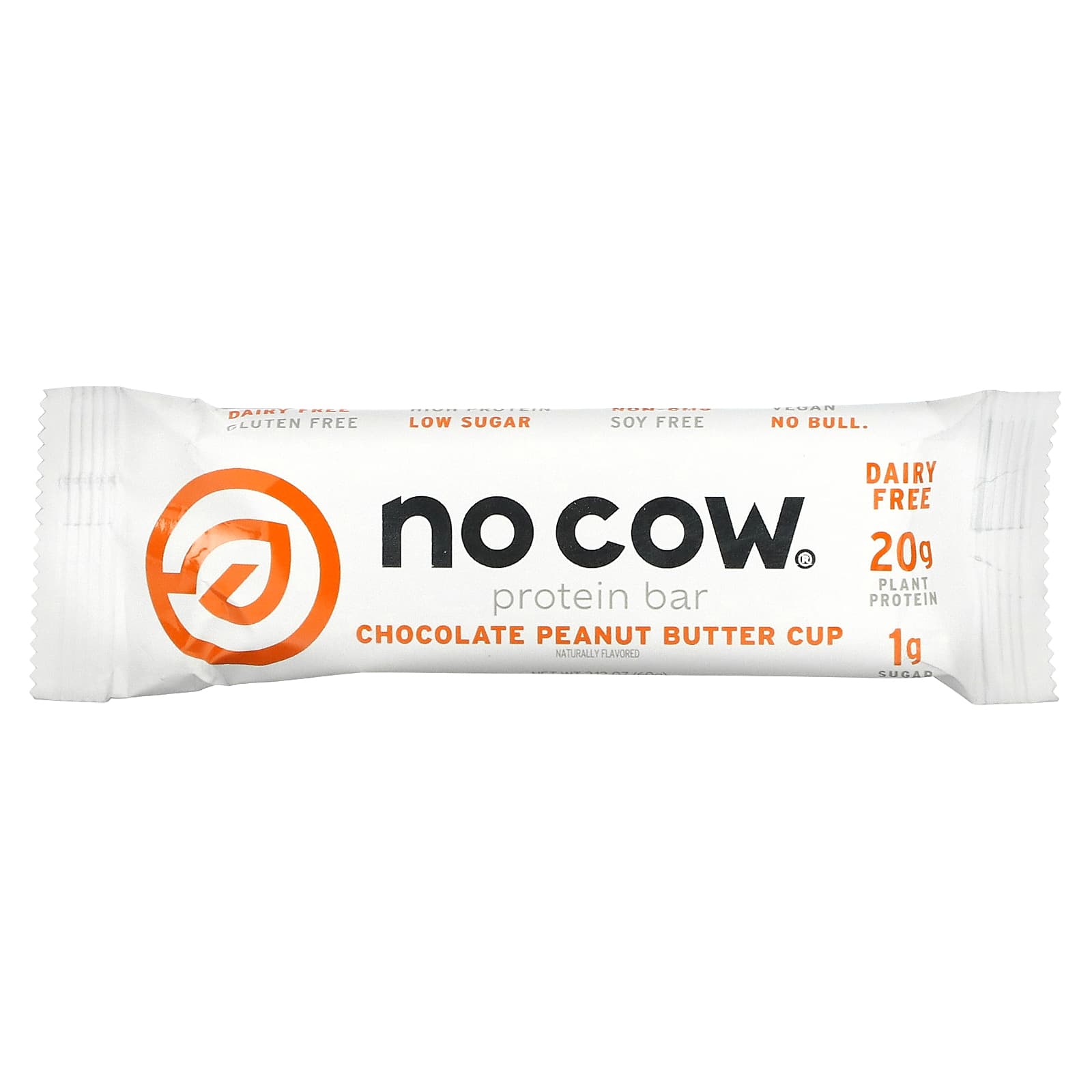 No Cow, Protein Bar, Chocolate Peanut Butter Cup, 12 Bars, 2.12 oz (60