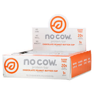 No Cow, Protein Bar, Chocolate Peanut Butter Cup, 12 Bars, 2.12 oz (60 g) Each