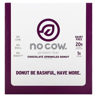 No Cow, Протеиновый батончик, пончик в шоколаде, 12 батончиков по 60 г (2,12 унции)