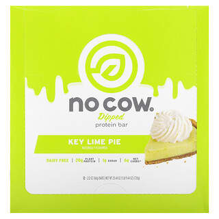 No Cow, протеиновый батончик в глазури, пирог с лаймом, 12 батончиков по 60 г (2,12 унции)