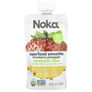 Noka, Superfood Smoothie + Prebiotic Fiber, Strawberry Pineapple, 4.22 oz (120 g)